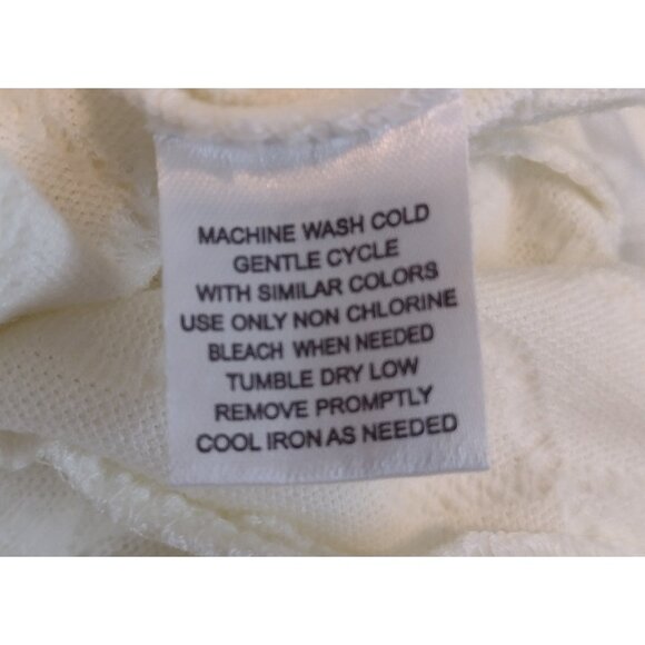French Laundry Thin Knit Pullover Sweater Size L Cream Pockets Split Mock Neck - Picture 7 of 7